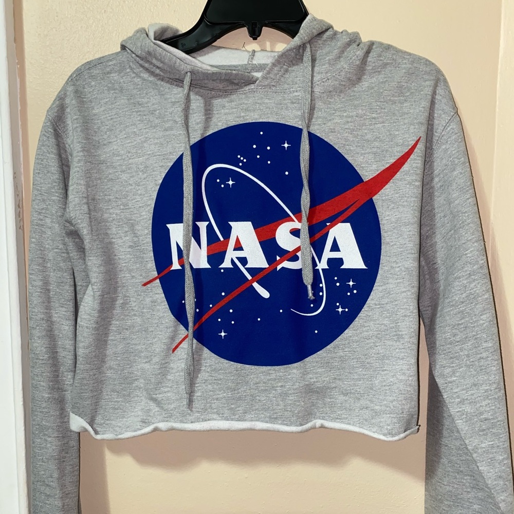 NASA Cropped Gray Hoodie